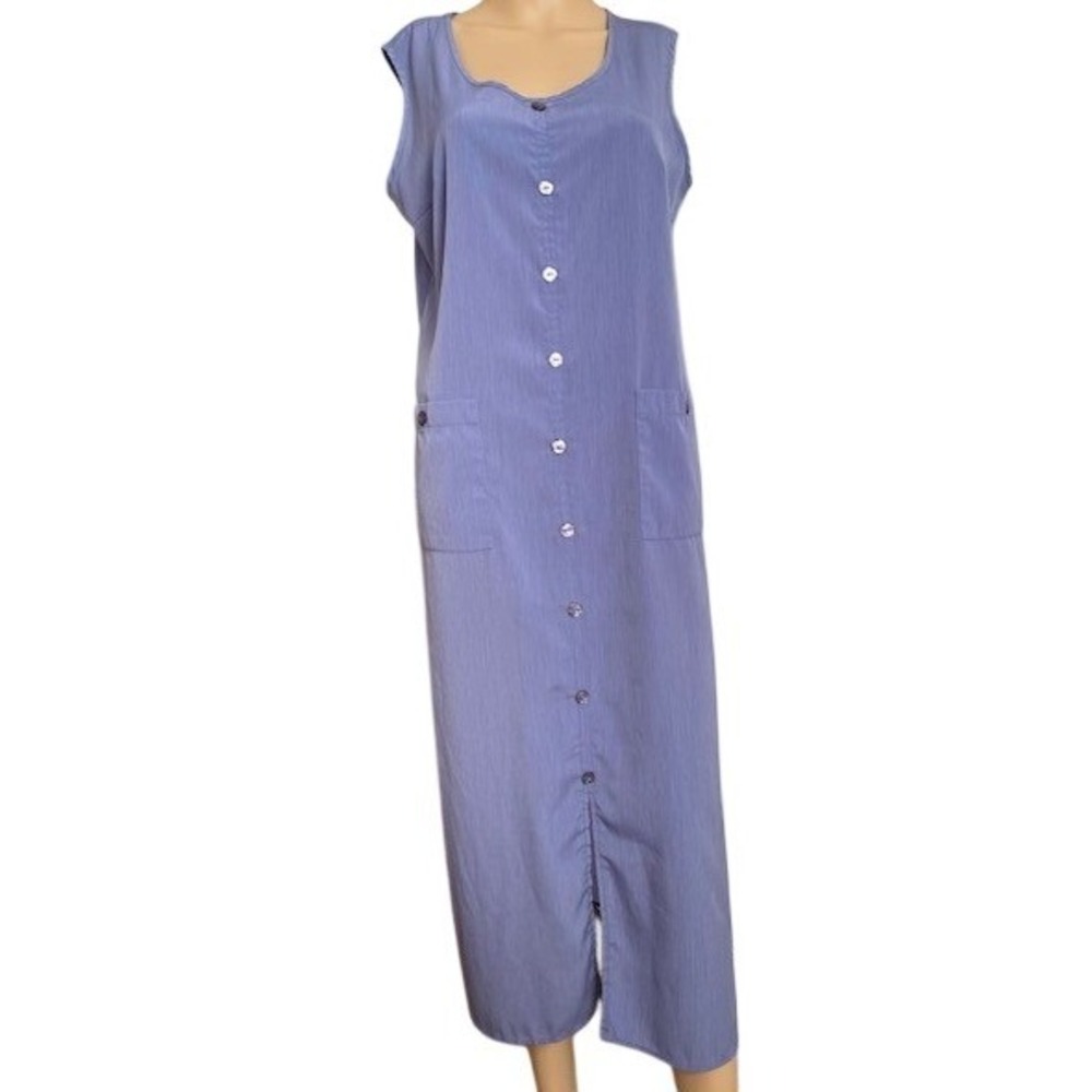 Maggie Sweet Periwinkle Blue Button Front Maxi Dress PM Basic Capsule Minamalist